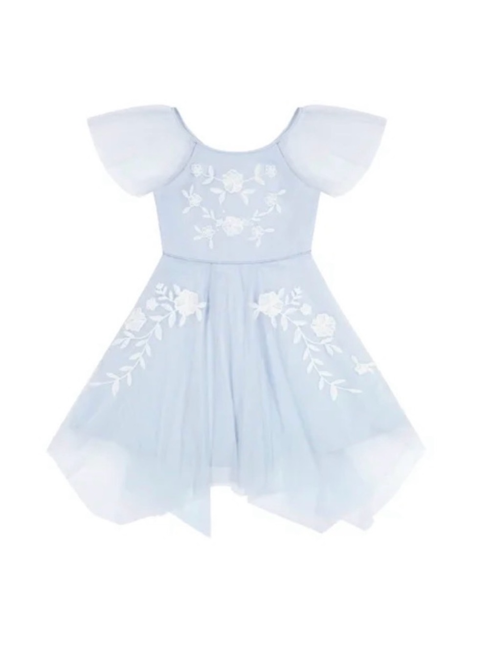 Kensie Girl Pale Blue Floral Appliqué Tulle Dress